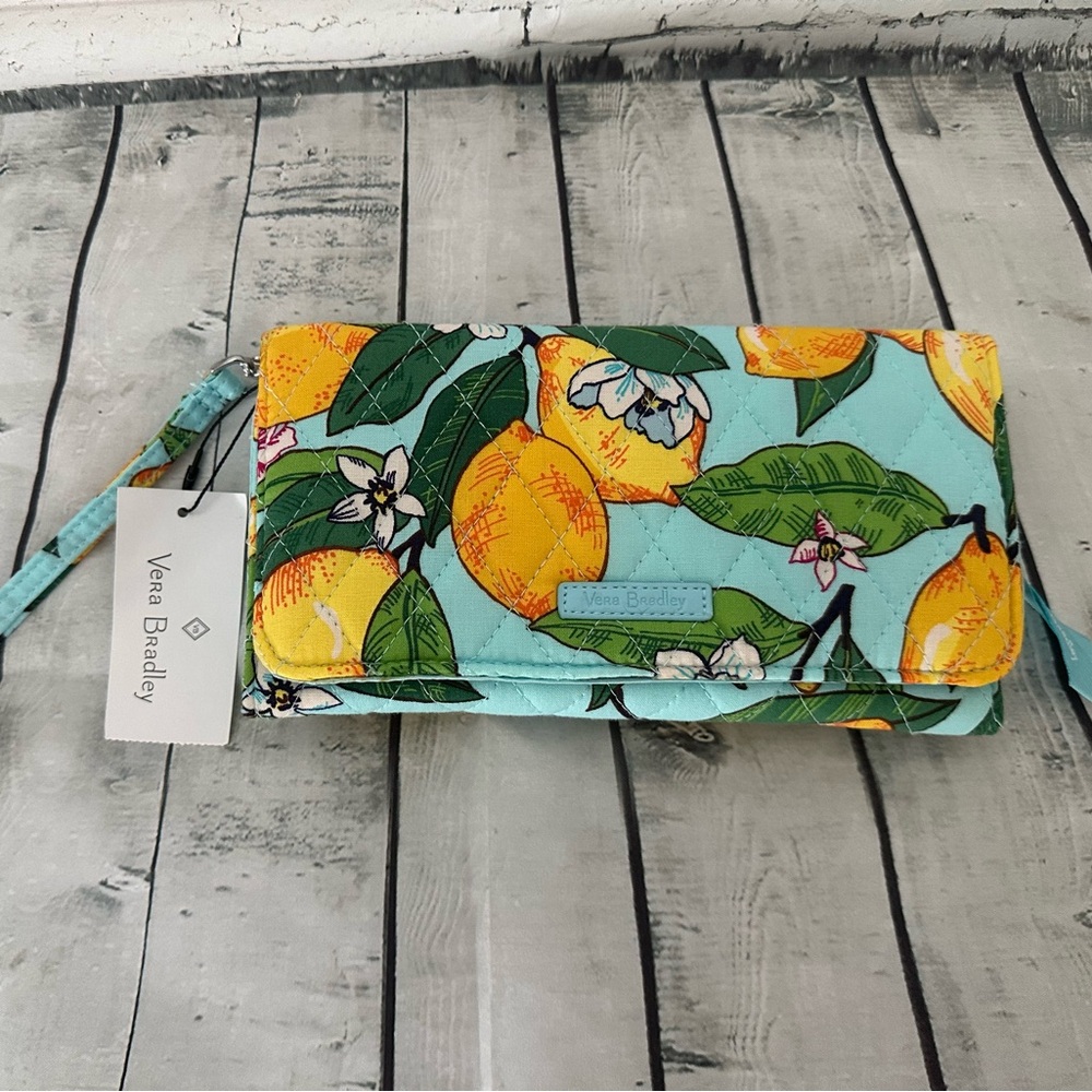 NWT Vera Bradley Blue and Yellow Lemon Wallet